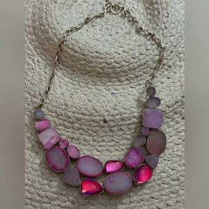 Purple pink statement necklace raw stone